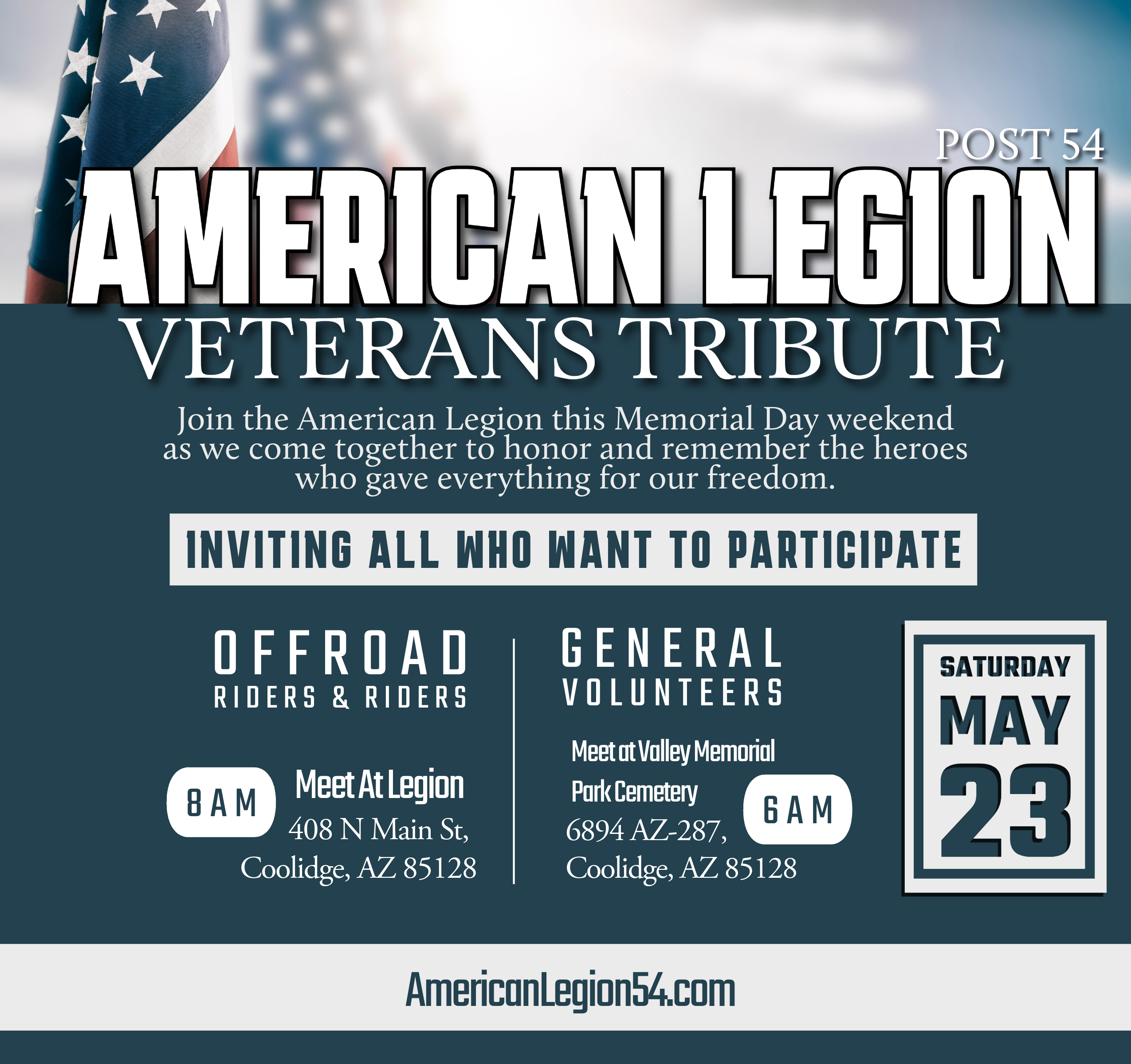 American Legion Veteran Tribute Social Media Event Flyer