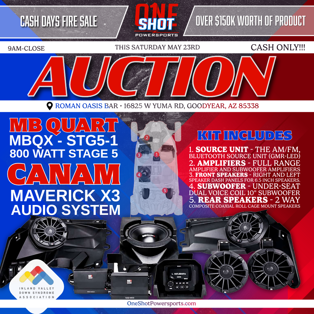 One Shot Powersports Auction Event Flyer