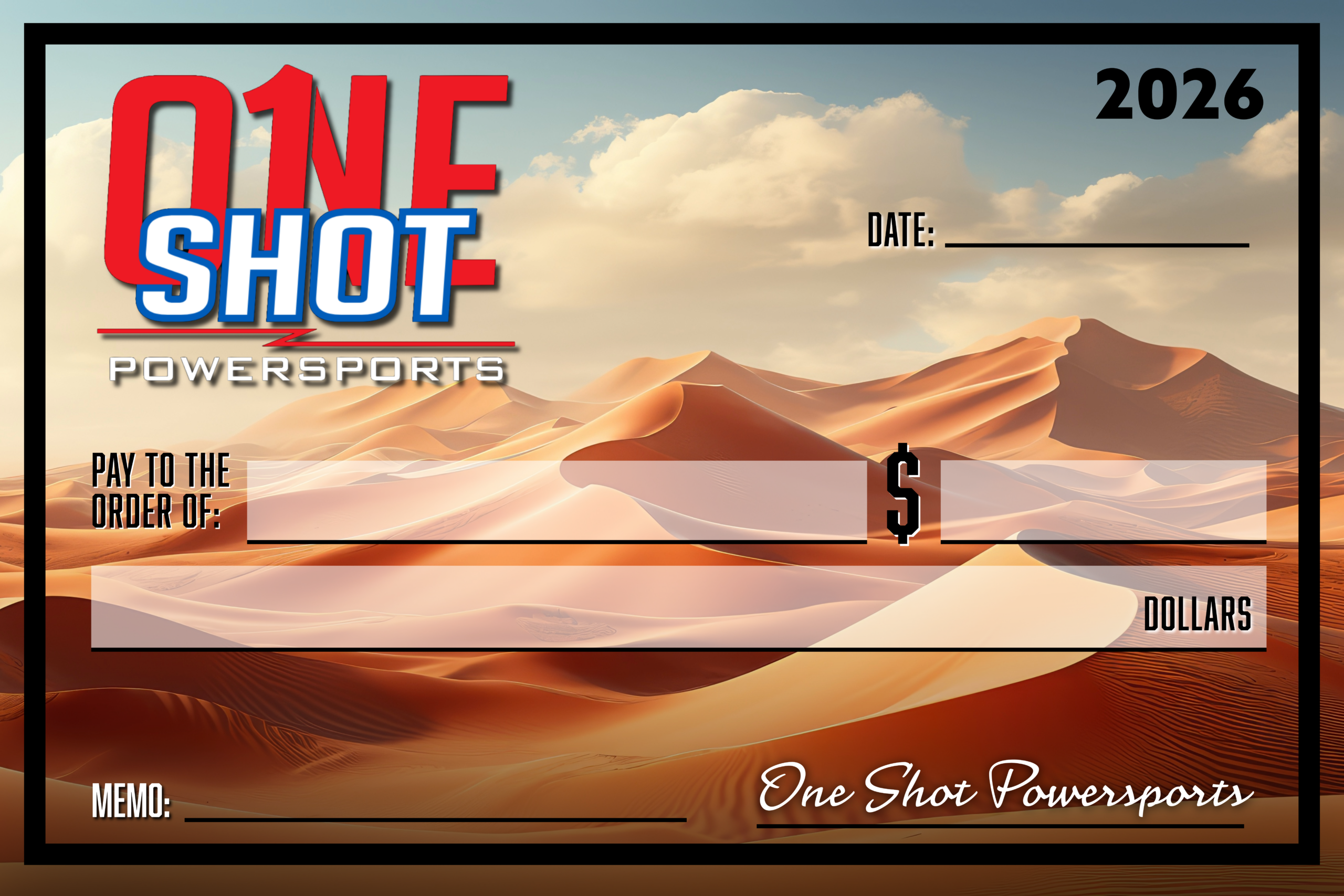 OneShot Powersports Winning Check Design