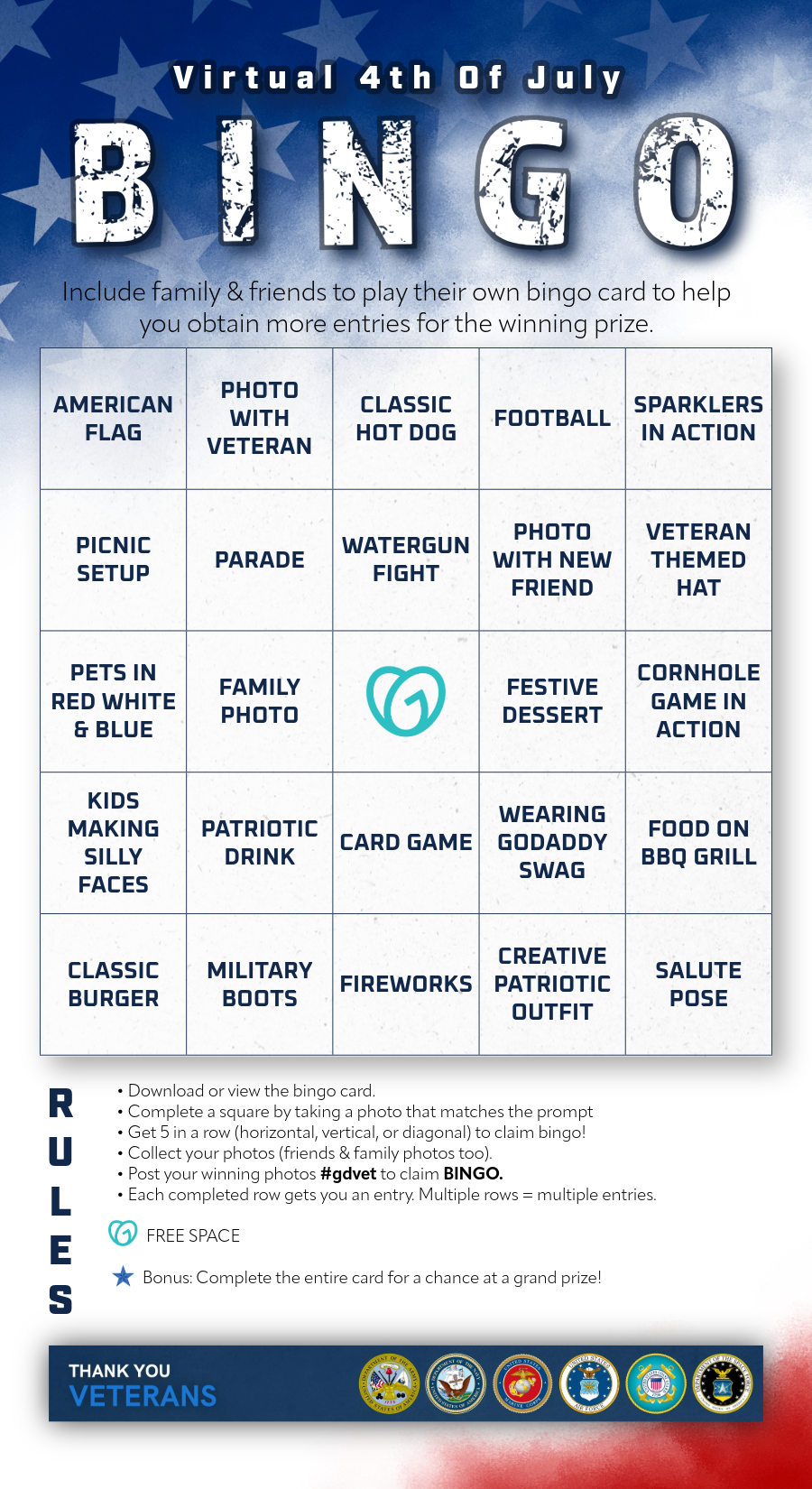 GoDaddy Veterans Bingo Flyer
